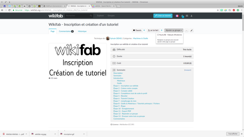 Wikifab - Inscription et création d'un tutoriel Wikifab - Inscription et cr ation d un tutoriel Wikifab Chromium 023.png
