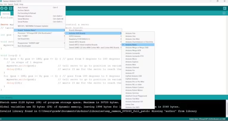 Interfacing a Servo Motor with Arduino Nano a1f.JPG