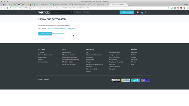 Wikifab - Inscription et création d'un tutoriel Bienvenue sur Wikifab Wikifab Chromium 007.png